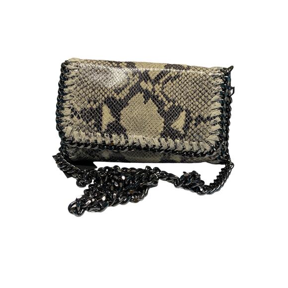 Snake Print Crossbody Bag with Chain Strap - Picture 1 of 8